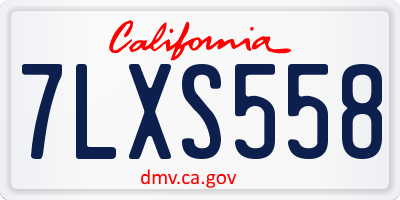 CA license plate 7LXS558
