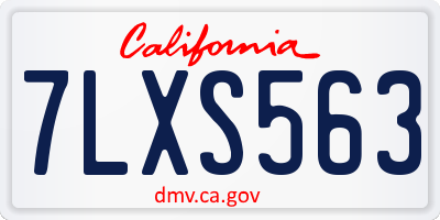 CA license plate 7LXS563