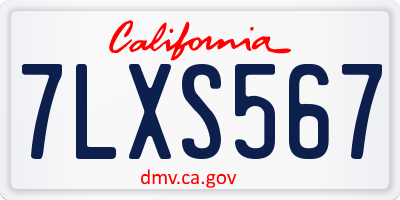 CA license plate 7LXS567