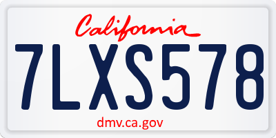 CA license plate 7LXS578