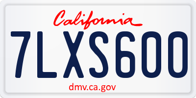 CA license plate 7LXS600