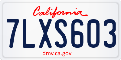 CA license plate 7LXS603