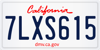 CA license plate 7LXS615
