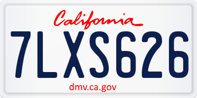 CA license plate 7LXS626
