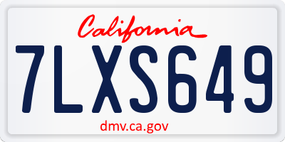 CA license plate 7LXS649