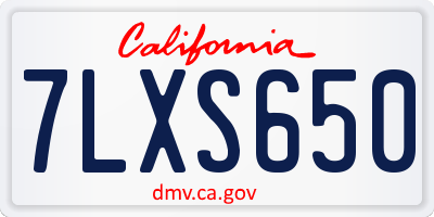 CA license plate 7LXS650