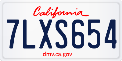 CA license plate 7LXS654