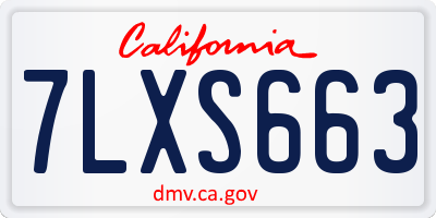 CA license plate 7LXS663