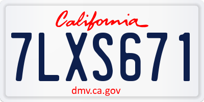 CA license plate 7LXS671