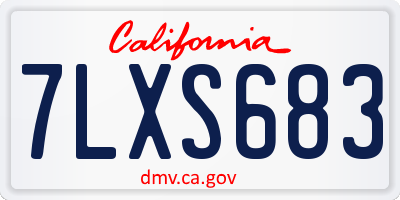 CA license plate 7LXS683