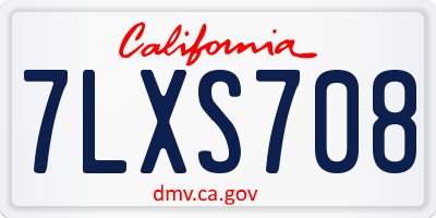 CA license plate 7LXS708