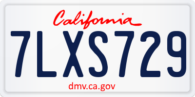 CA license plate 7LXS729