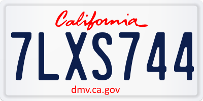CA license plate 7LXS744