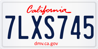 CA license plate 7LXS745