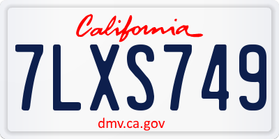 CA license plate 7LXS749