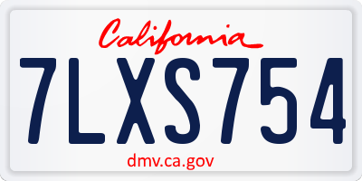 CA license plate 7LXS754