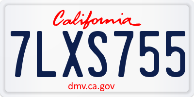 CA license plate 7LXS755
