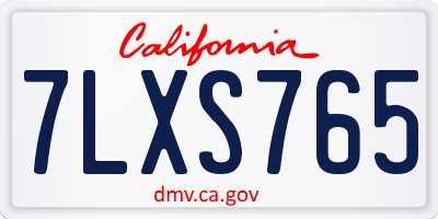 CA license plate 7LXS765