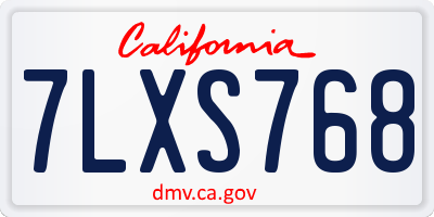 CA license plate 7LXS768