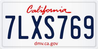 CA license plate 7LXS769