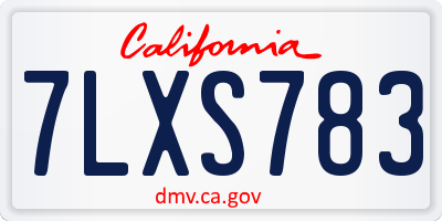 CA license plate 7LXS783