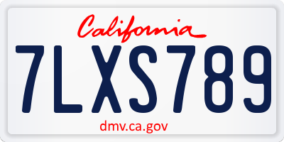 CA license plate 7LXS789