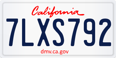CA license plate 7LXS792