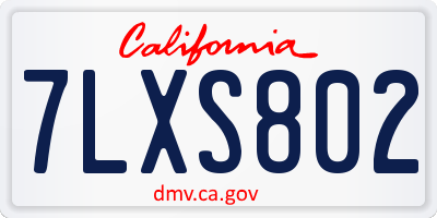 CA license plate 7LXS802