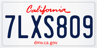 CA license plate 7LXS809