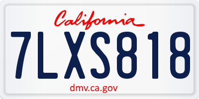 CA license plate 7LXS818