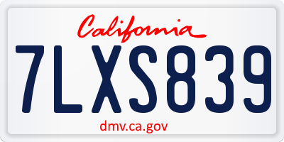CA license plate 7LXS839