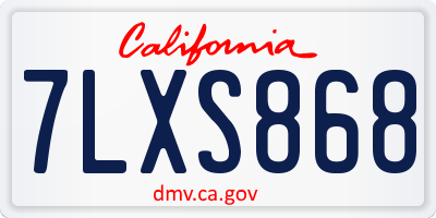 CA license plate 7LXS868