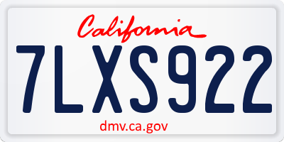 CA license plate 7LXS922