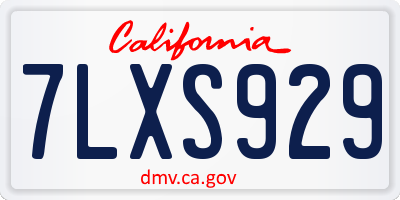 CA license plate 7LXS929