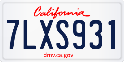 CA license plate 7LXS931