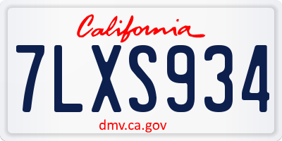 CA license plate 7LXS934