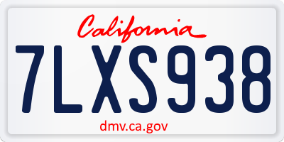 CA license plate 7LXS938