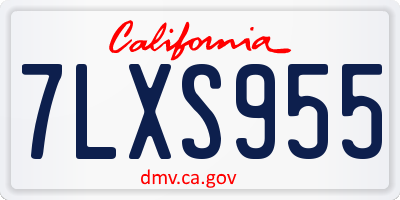 CA license plate 7LXS955