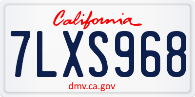CA license plate 7LXS968