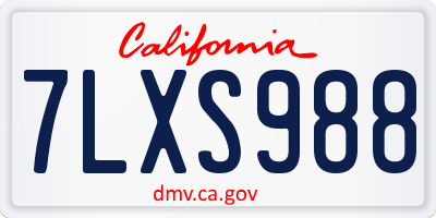CA license plate 7LXS988