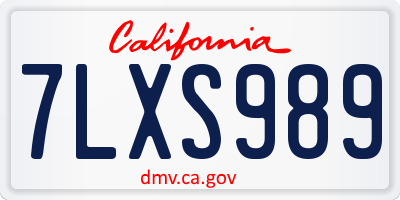 CA license plate 7LXS989