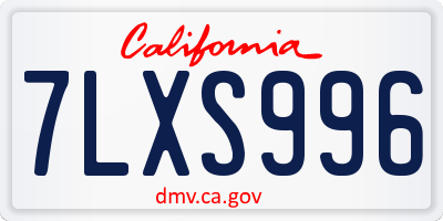 CA license plate 7LXS996