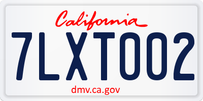 CA license plate 7LXT002