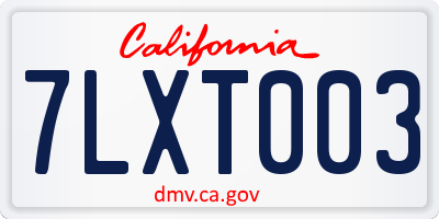 CA license plate 7LXT003