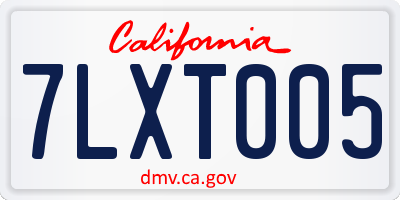 CA license plate 7LXT005
