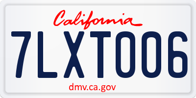 CA license plate 7LXT006