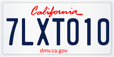 CA license plate 7LXT010
