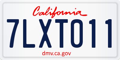 CA license plate 7LXT011