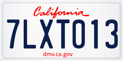 CA license plate 7LXT013
