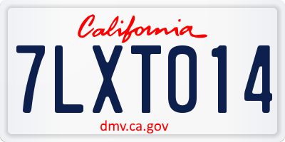 CA license plate 7LXT014